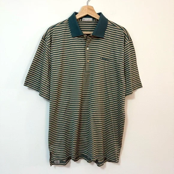 Lot of 2 Peter Millar “Cassique” Kiawah Island Golf Made In Korea Striped Polos